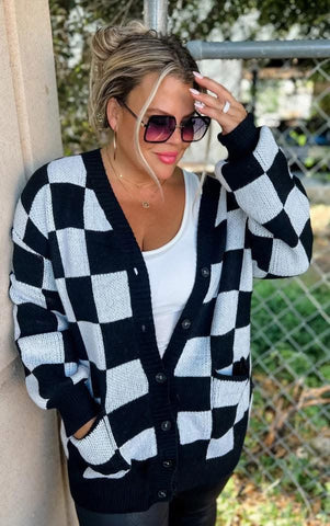 Blakeley Checkered Button Cardigan