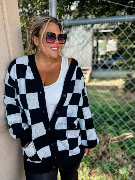 Blakeley Checkered Button Cardigan