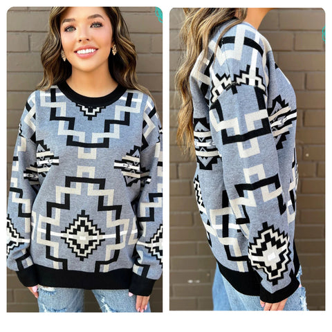 Black/White Aztec Sweater