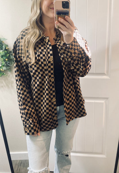Black/Brown Checkered Shacket
