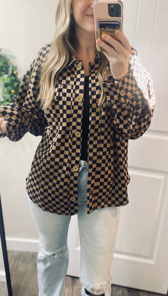 Black/Brown Checkered Shacket
