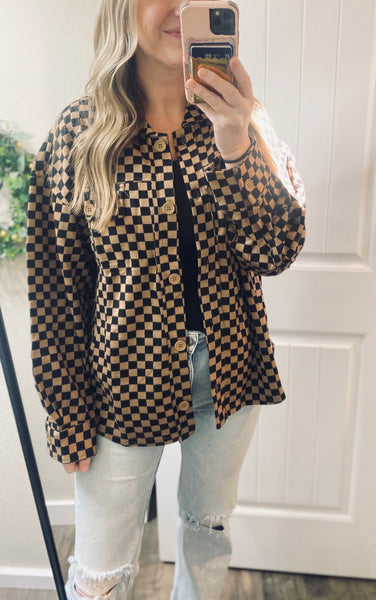 Black/Brown Checkered Shacket