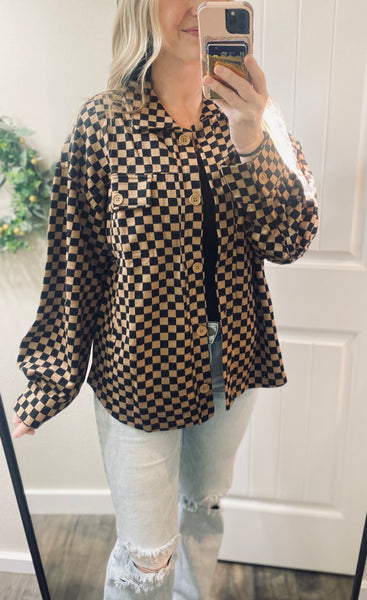 Black/Brown Checkered Shacket