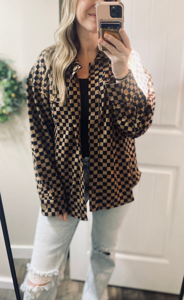 Black/Brown Checkered Shacket