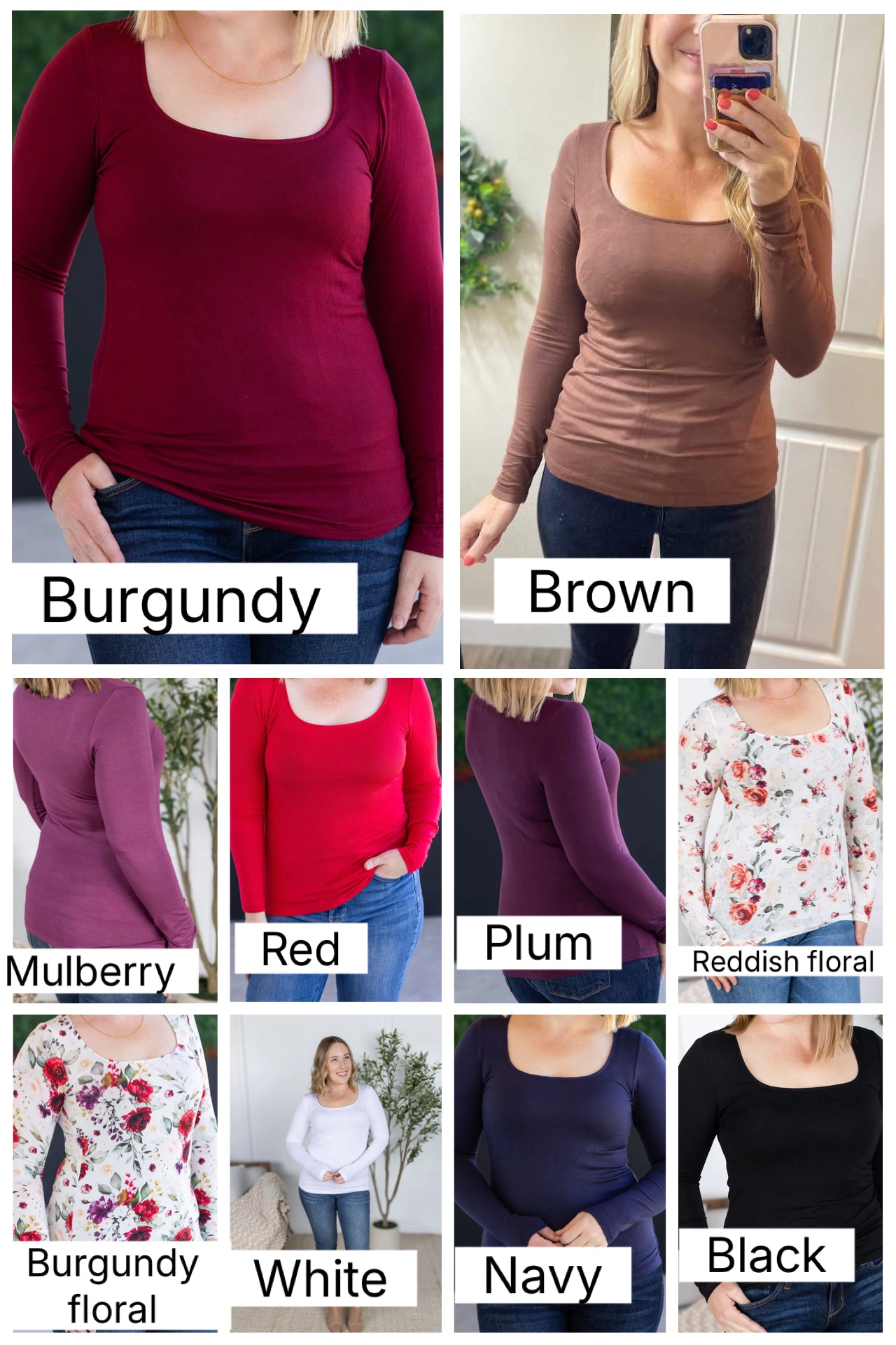 MM Square Neck Long Sleeves (Multiple colors)