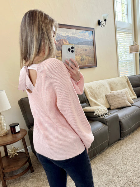 MM Pink Bow Back Sweater