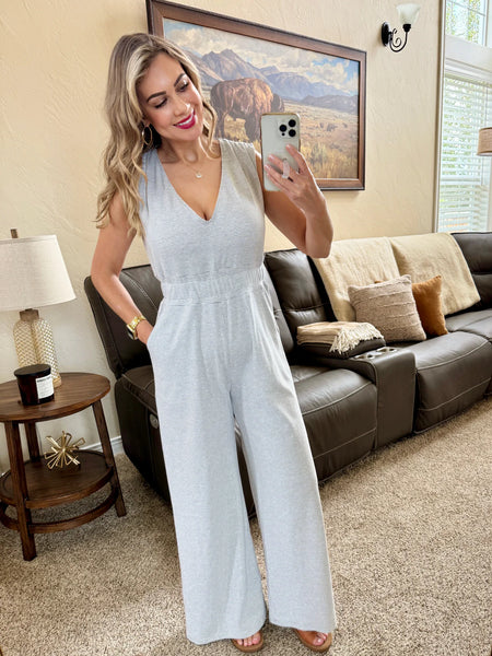 MM Grey Striped Jumpsuit