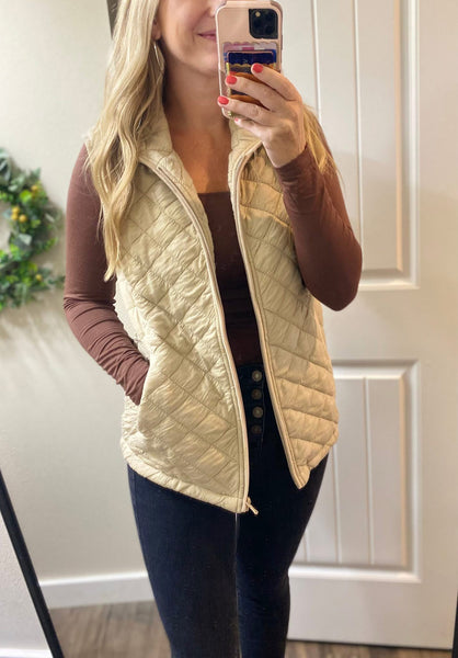 MM Grey Quilted Hooded Vest