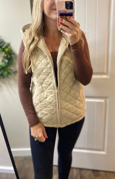 MM Grey Quilted Hooded Vest