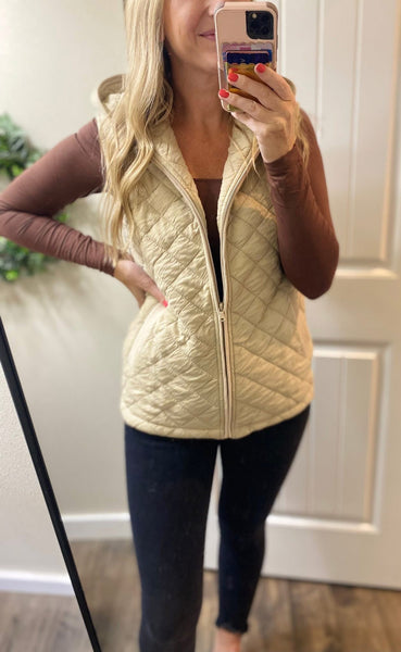MM Grey Quilted Hooded Vest