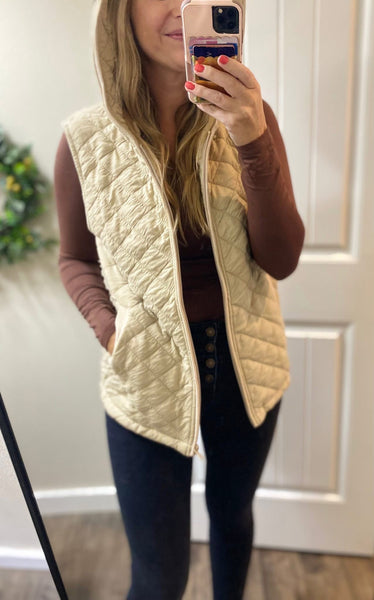 MM Grey Quilted Hooded Vest