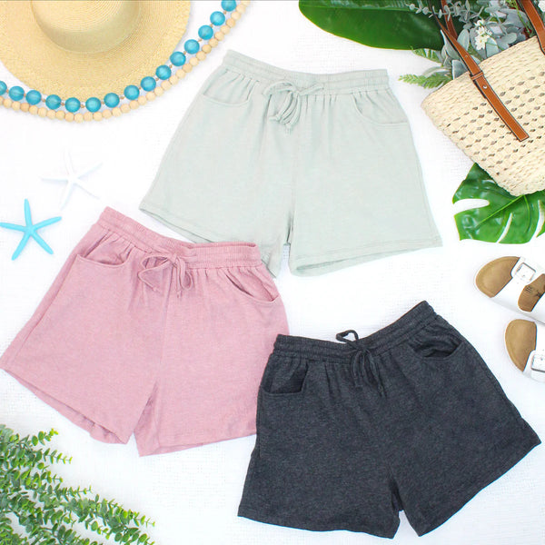 MM Crinkle Shorts (Dusty Rose, Light Green, Charcoal)