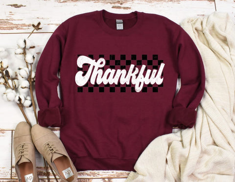 Checkered Thankful Sweatshirts