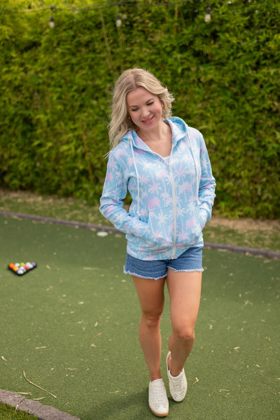 MM Summer Print Full Zip Hoodies (Aqua Palm, Petal Garden Floral, Nautical)