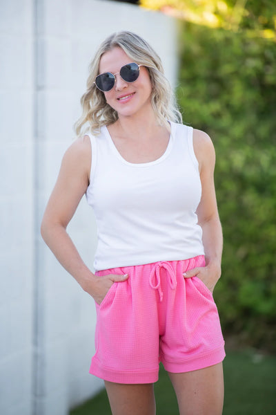 MM Waffle Shorts (Black, Pink, Turquoise)