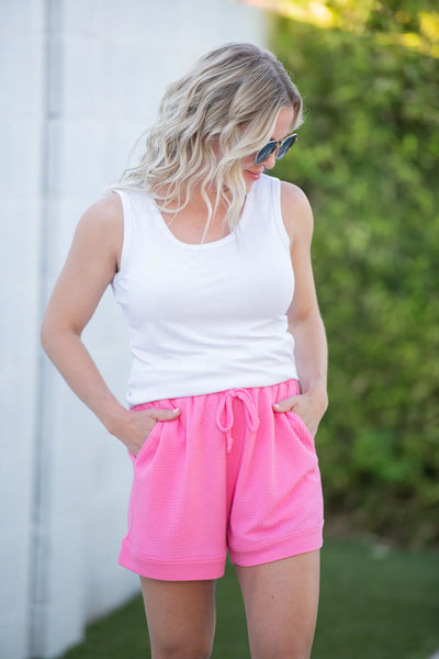 MM Waffle Shorts (Black, Pink, Turquoise)