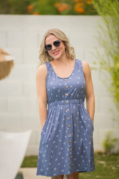 MM Button Dresses (Aqua, Yellow, Lavender, Pineapple Leaf, Aqua Palm, Nautical)