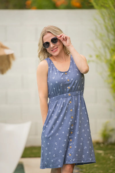 MM Button Dresses (Aqua, Yellow, Lavender, Pineapple Leaf, Aqua Palm, Nautical)