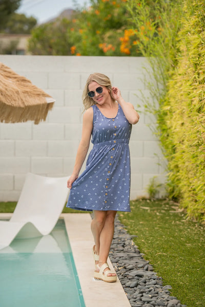 MM Button Dresses (Aqua, Yellow, Lavender, Pineapple Leaf, Aqua Palm, Nautical)