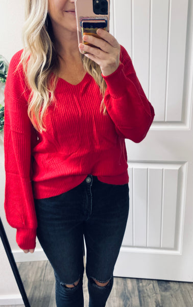 MM Red Bow Back Sweater