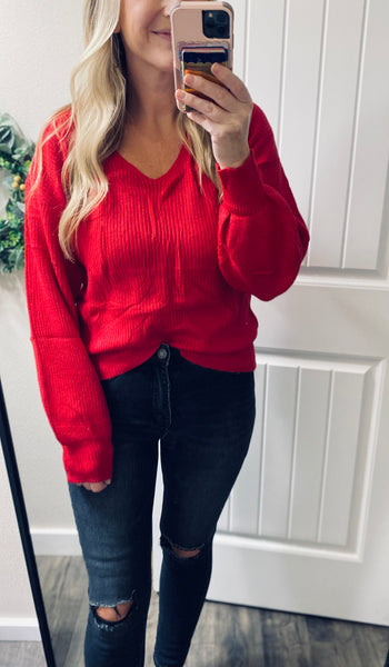MM Red Bow Back Sweater