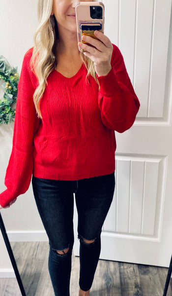MM Red Bow Back Sweater
