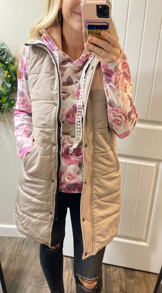 MM Floral Hoodie with Crochet Lace String