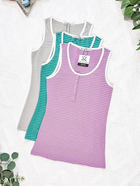 MM Stripe Snap Button Tanks