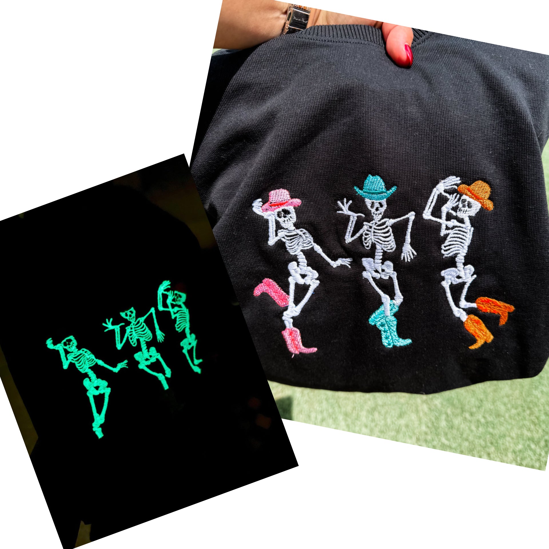 Preorder Glow in the Dark Embroidered Skeleton Sweatshirts