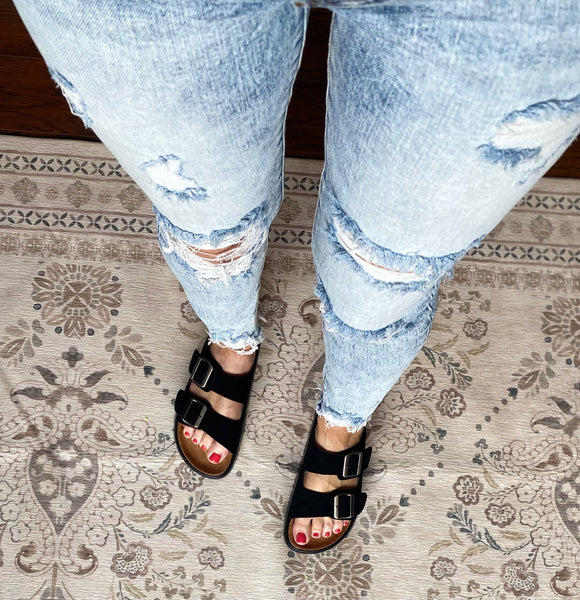 Sale! Strap Slip on Sandals (Cream or Black)