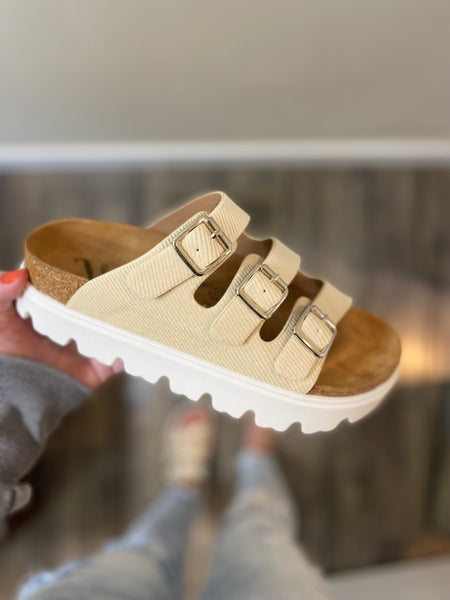 Sale! Strap Slip on Sandals (Cream or Black)