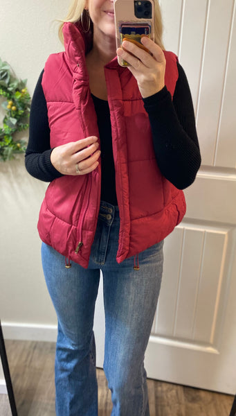 Sale! Cabernet High Neck Short Puff Vest