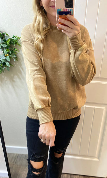 Violet Washed Round Neck Dropped Shoulder Sweatshirt