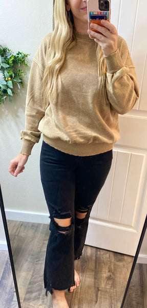 Violet Washed Round Neck Dropped Shoulder Sweatshirt