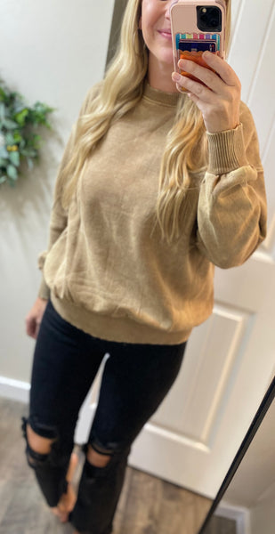 Violet Washed Round Neck Dropped Shoulder Sweatshirt