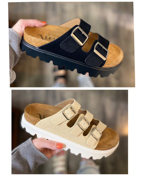 Sale! Strap Slip on Sandals (Cream or Black)