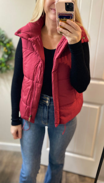 Sale! Cabernet High Neck Short Puff Vest