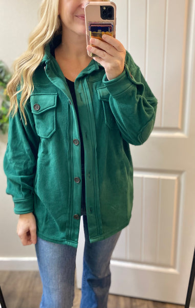 Hunter Green Fleece Shacket