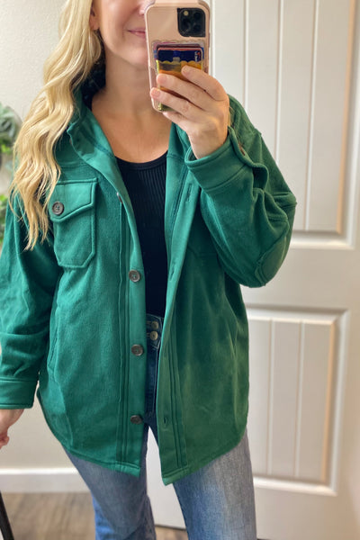 Hunter Green Fleece Shacket