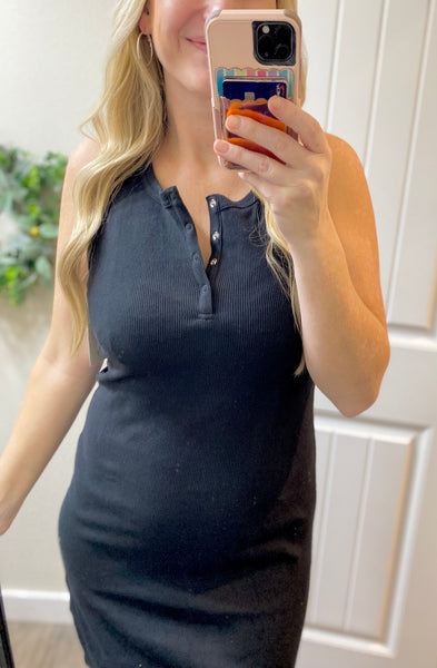 Sleeveless Snap Midi Dress