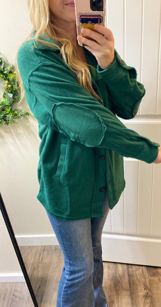 Hunter Green Fleece Shacket