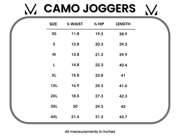 MM Camo Full Zip, 1/2 Zip, Pullover + Joggers