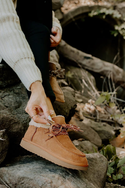 Tan Tie Slip On Booties