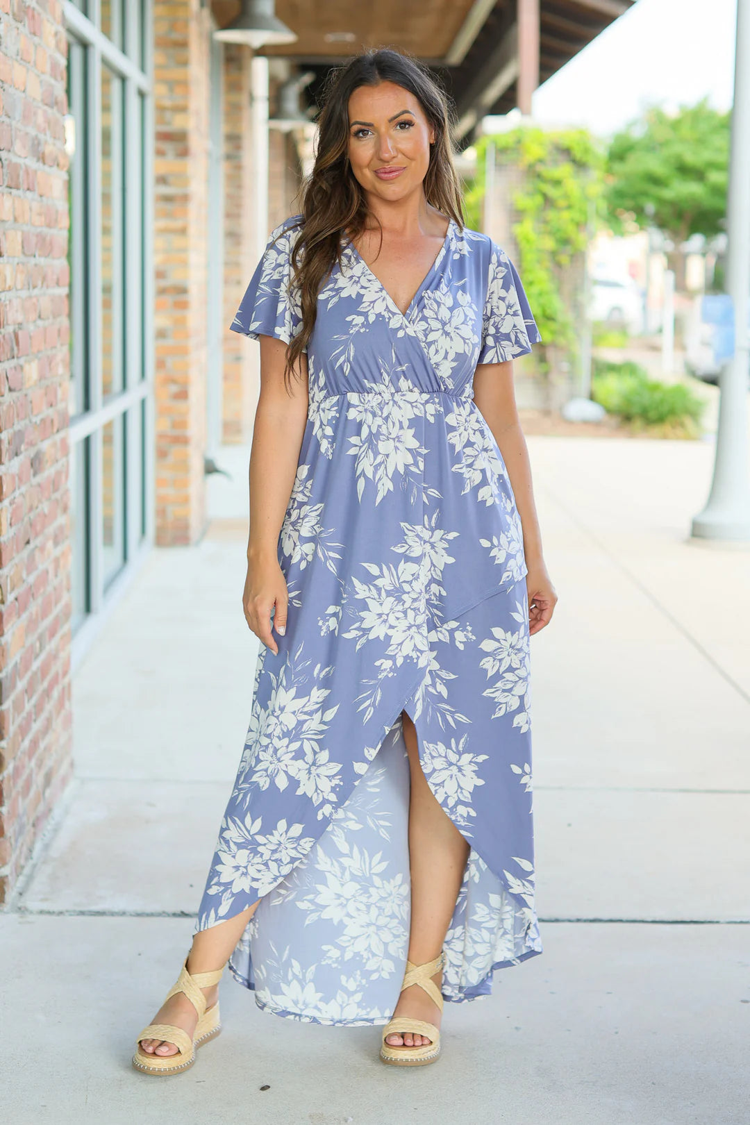 Hi-Low Periwinkle Floral Dress
