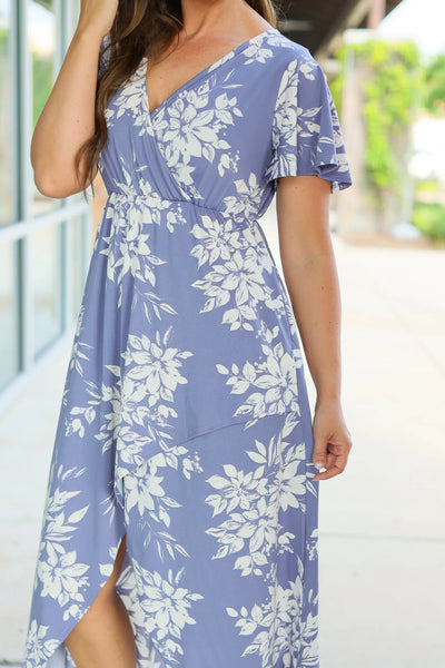 Hi-Low Periwinkle Floral Dress
