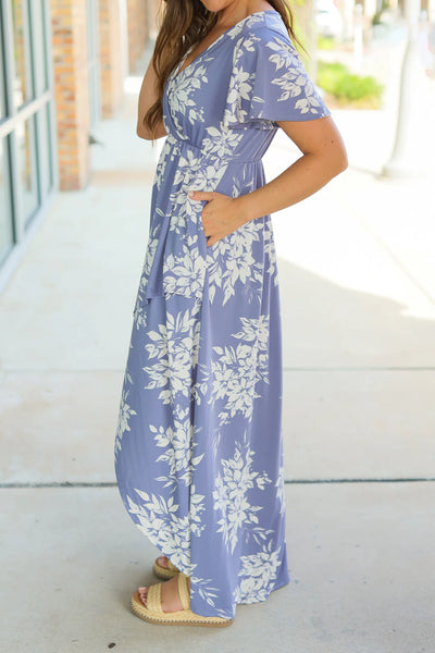 Hi-Low Periwinkle Floral Dress