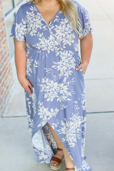 Hi-Low Periwinkle Floral Dress