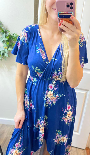 Hi-Low Periwinkle Floral Dress