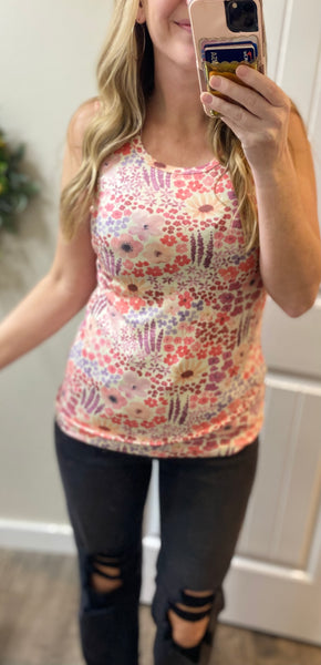 MM Coral Floral Crew Tank