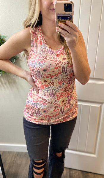MM Coral Floral Crew Tank